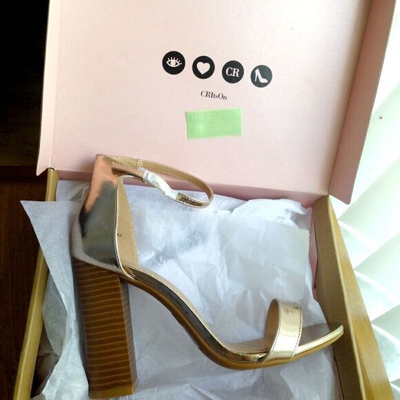 Chic Champagne Metallic Ankle Strap Sandals - Picture 4 of 7